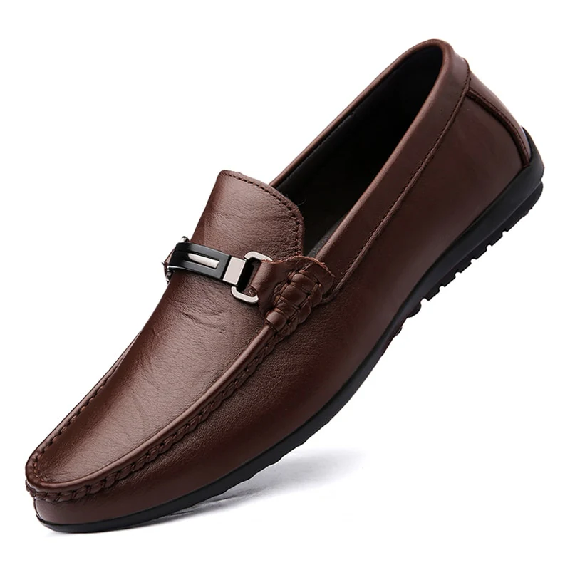 Loafers Men Casual Leather Shoes Slip On Spring Summer Black Brown Fashion Italian Trendy Luxury Designer Brand Loafer - Image 6