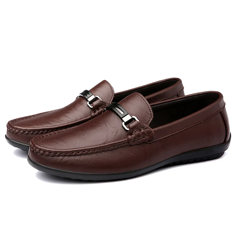 Loafers Men Casual Leather Shoes Slip On Spring Summer Black Brown Fashion Italian Trendy Luxury Designer Brand Loafer - Image 9