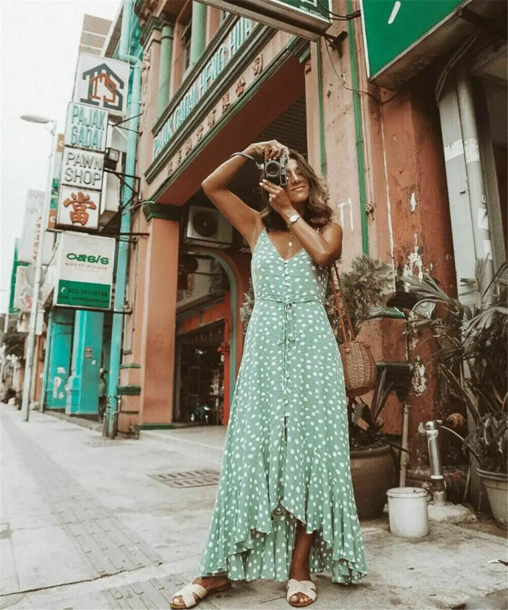 Local stock Women Boho Polka Dot Sexy Bodycon Short Sleeve O Neck Dot Dress Ladies Summer Holiday Mini Sundress Beachwear hot - Image 3