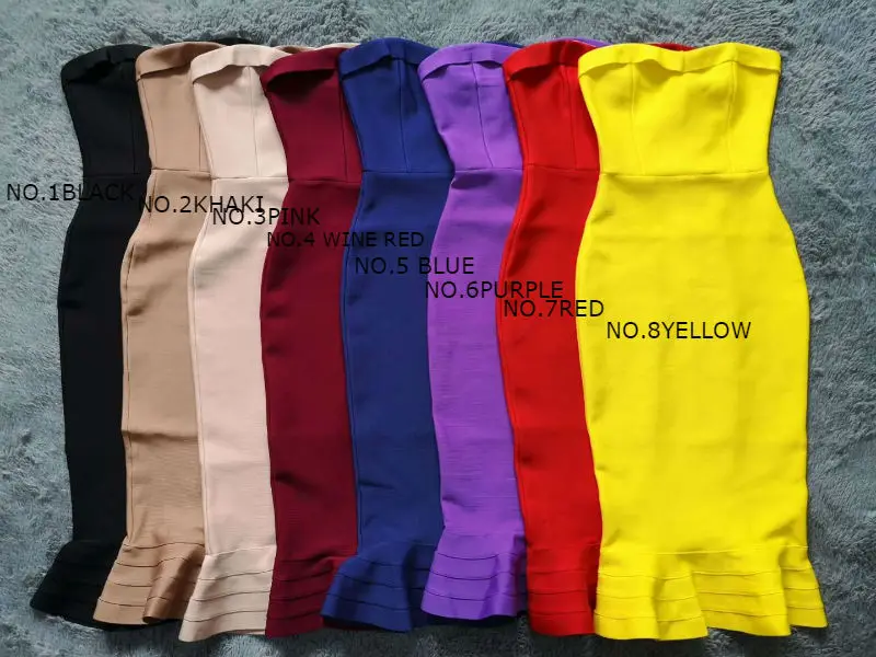 Loehsao brand 7colors knitted women dress Trumpet bodycon bandage dress evening club sexy strapless summer dresses vestidos - Image 13