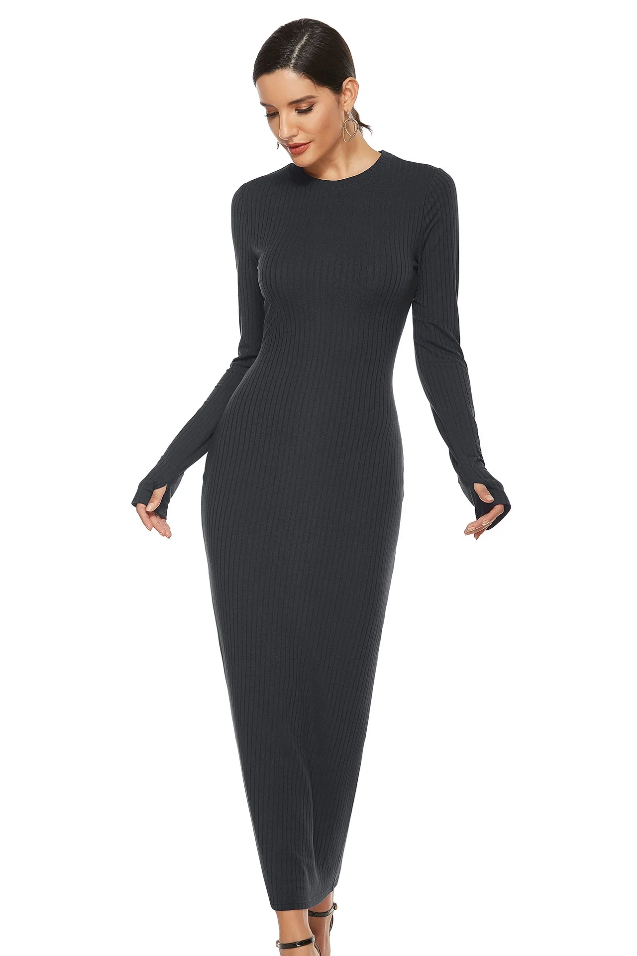 Long Sleeve Knitted Dress Long Sleeves Dress - Image 3