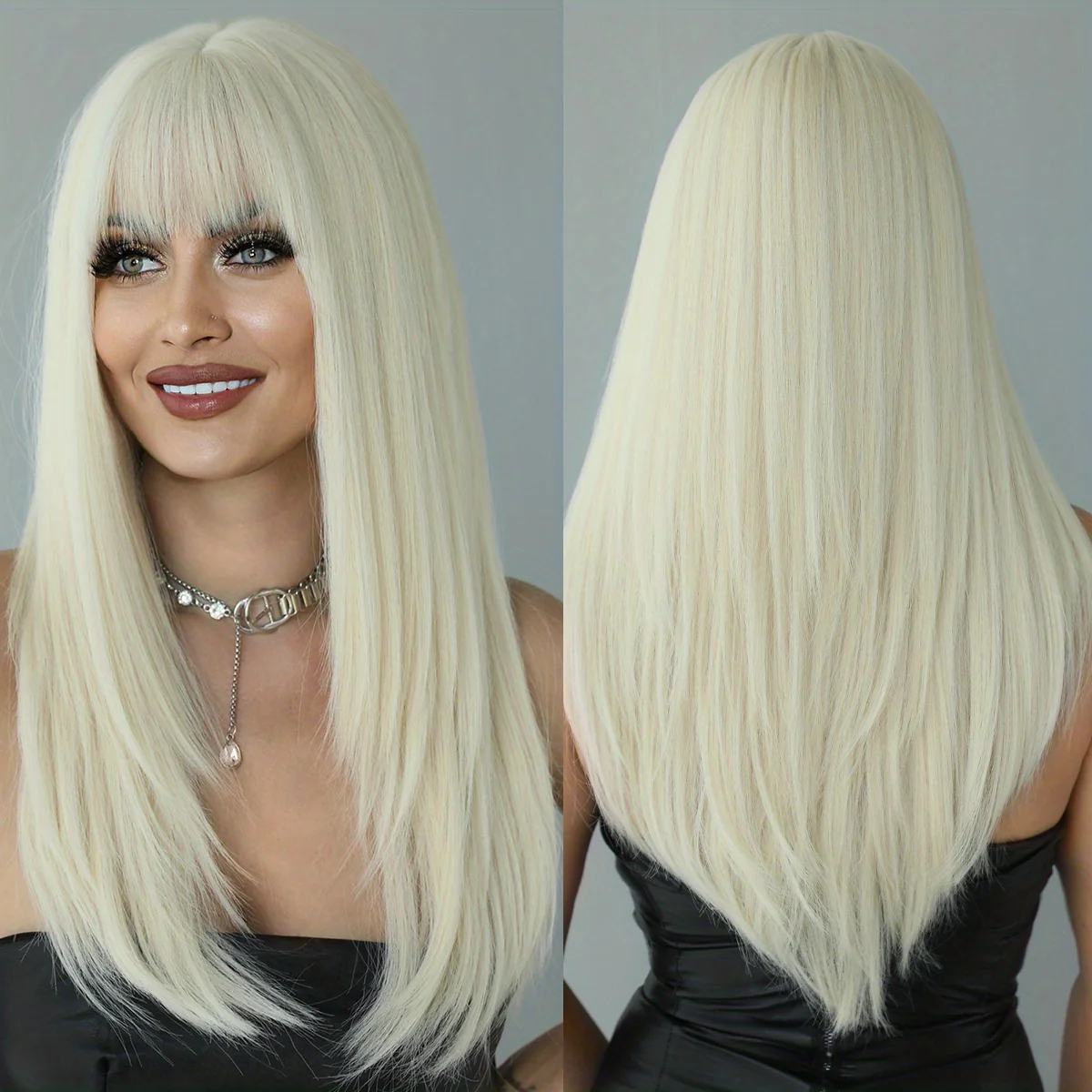 Long Straight Brown Wig For Women Daily Cosplay Use Natural Synthetic Layer Wigs With Bangs Heat Resistant High Quality - Image 13