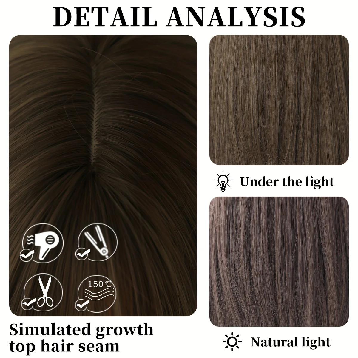 Long Straight Brown Wig For Women Daily Cosplay Use Natural Synthetic Layer Wigs With Bangs Heat Resistant High Quality - Image 7
