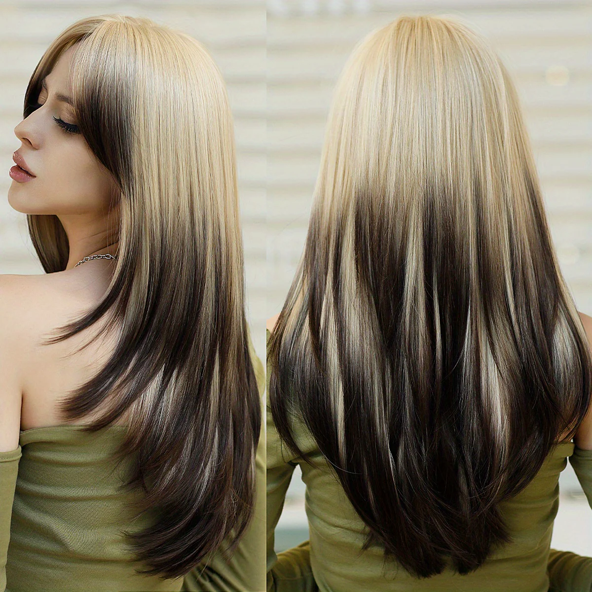 Long Wavy Dark Green Wig For Women Daily Use Natural Synthetic Miidle Part Wigs Layered Heat Resistant Music Festival - Image 11