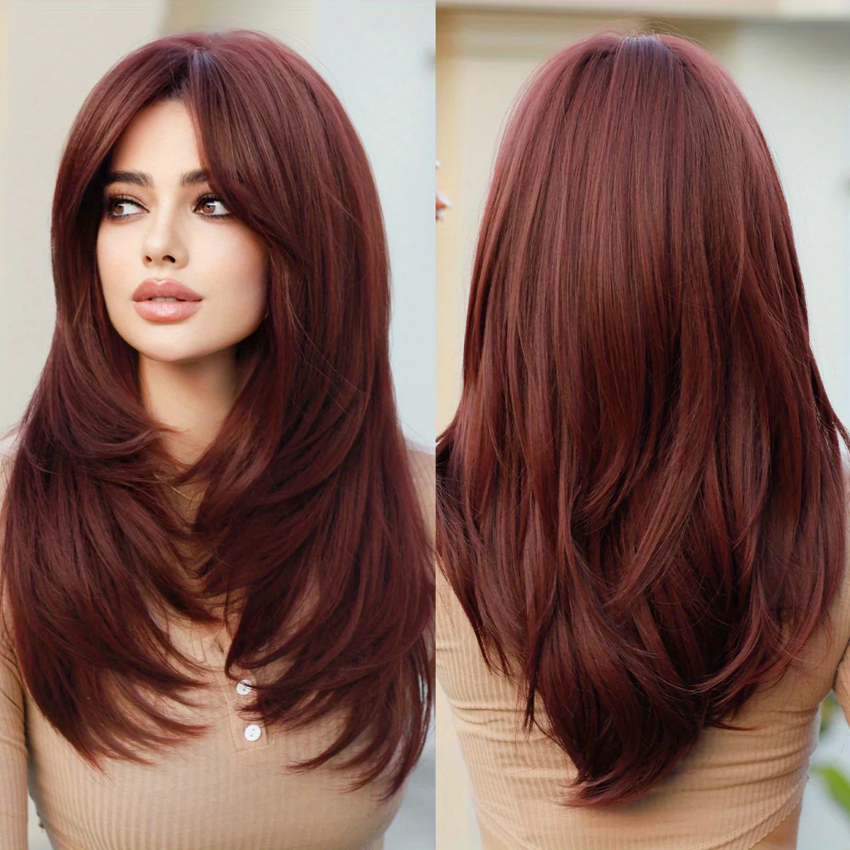Long Wavy Dark Green Wig For Women Daily Use Natural Synthetic Miidle Part Wigs Layered Heat Resistant Music Festival - Image 12
