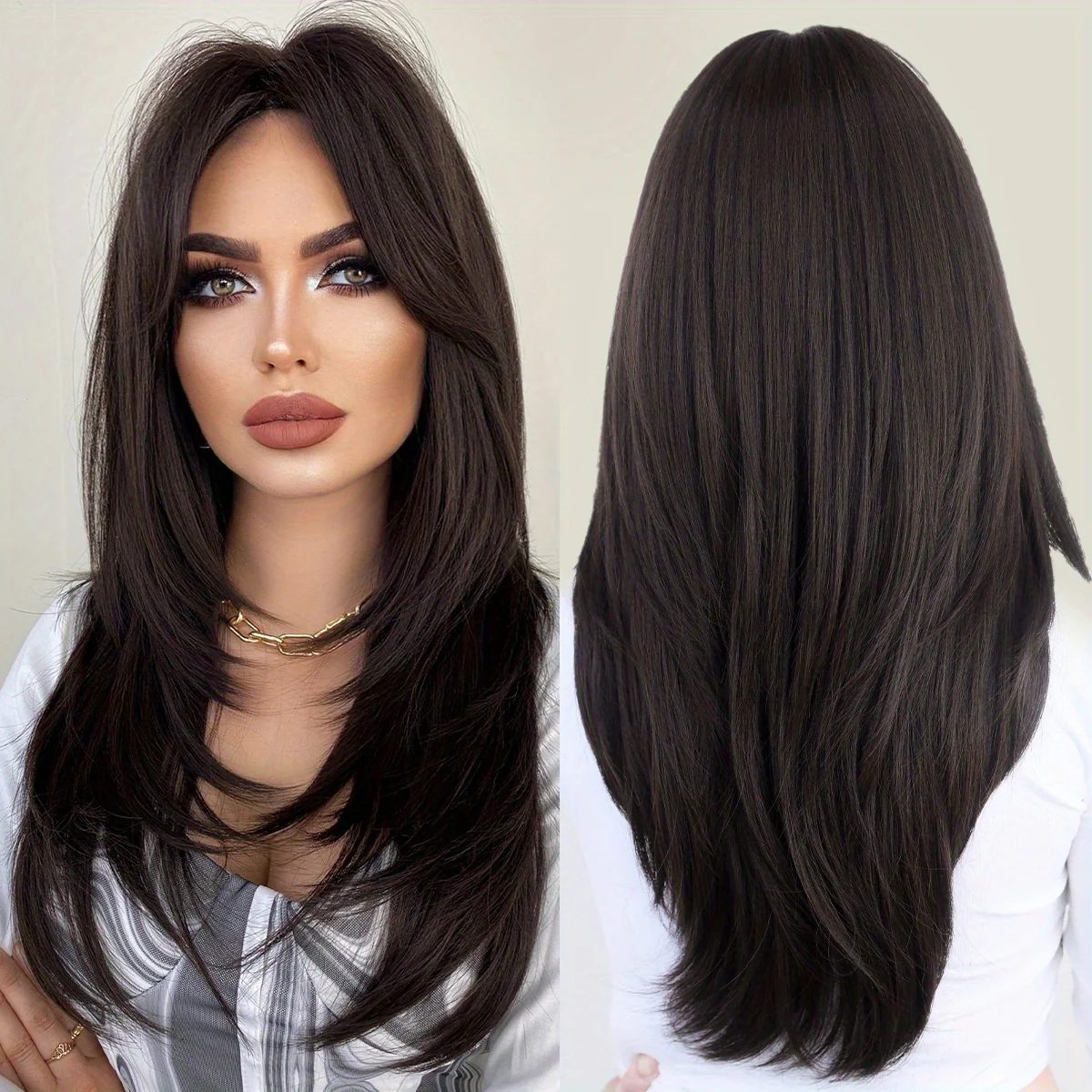 Long Wavy Dark Green Wig For Women Daily Use Natural Synthetic Miidle Part Wigs Layered Heat Resistant Music Festival - Image 14