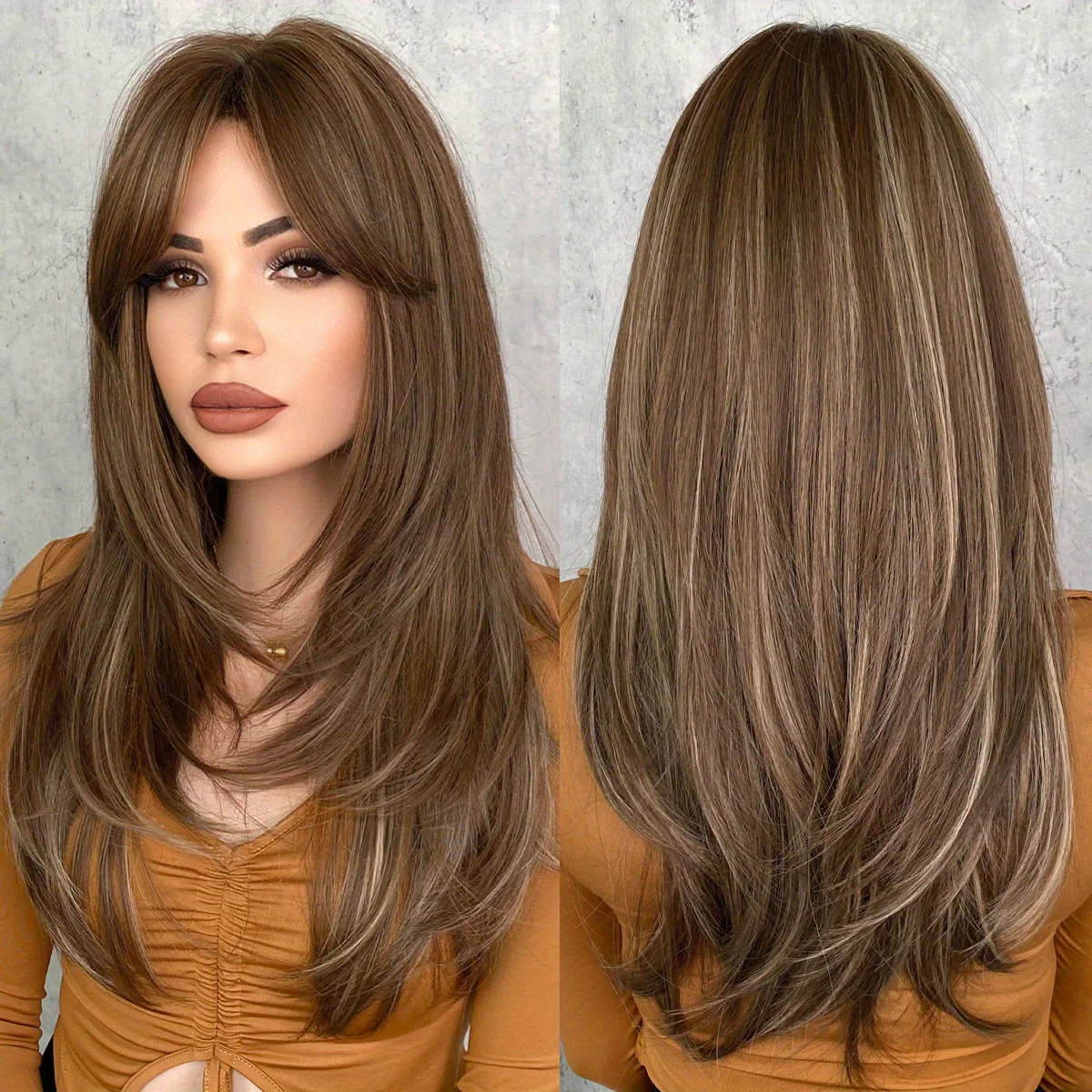 Long Wavy Dark Green Wig For Women Daily Use Natural Synthetic Miidle Part Wigs Layered Heat Resistant Music Festival - Image 17