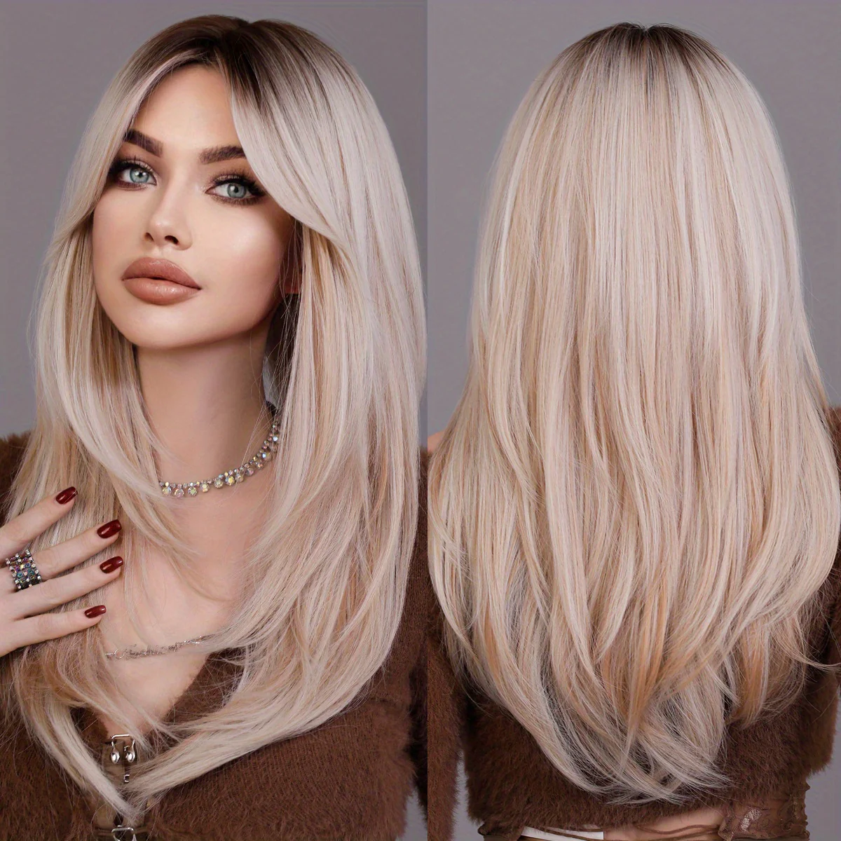 Long Wavy Dark Green Wig For Women Daily Use Natural Synthetic Miidle Part Wigs Layered Heat Resistant Music Festival - Image 18