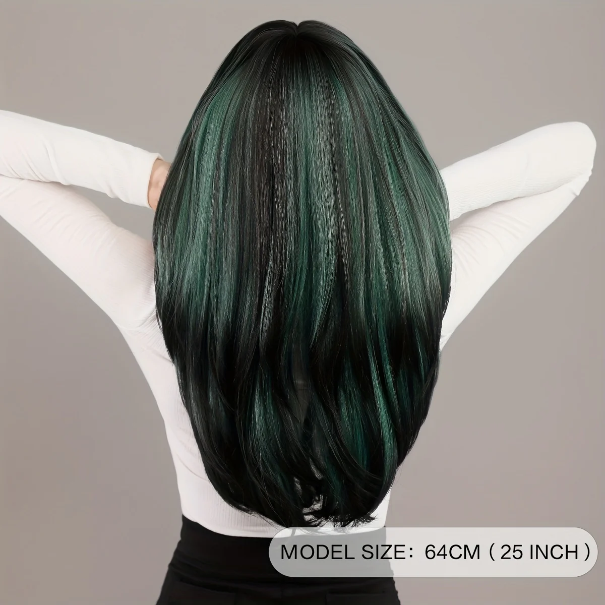 Long Wavy Dark Green Wig For Women Daily Use Natural Synthetic Miidle Part Wigs Layered Heat Resistant Music Festival - Image 6