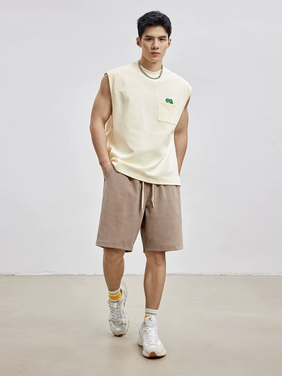 Loose and Simple Crew Neck Sleeveless Waistcoat Sports Vest - Image 5
