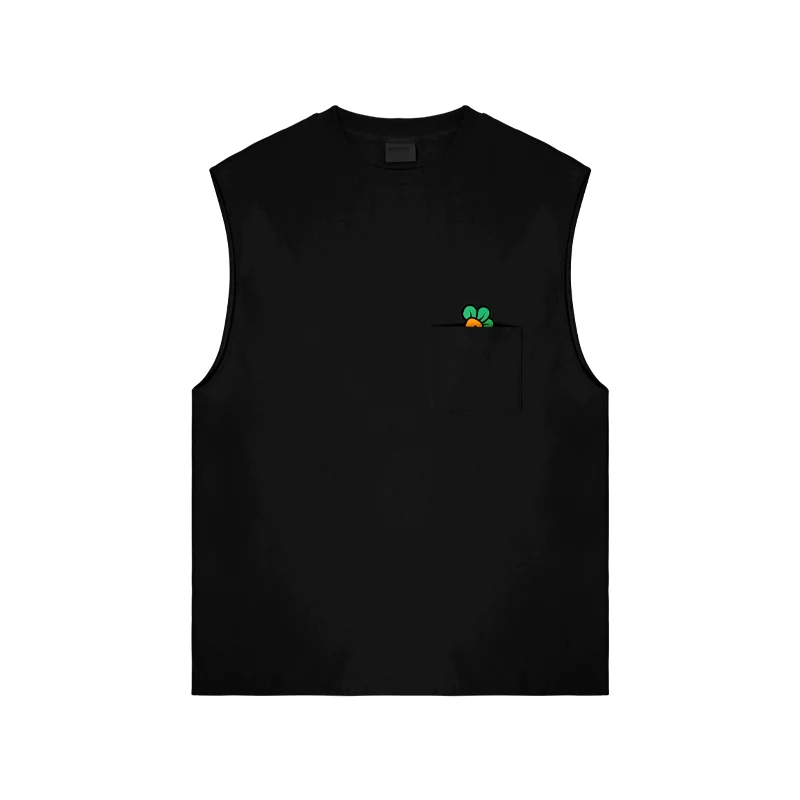 Loose and Simple Crew Neck Sleeveless Waistcoat Sports Vest - Image 6