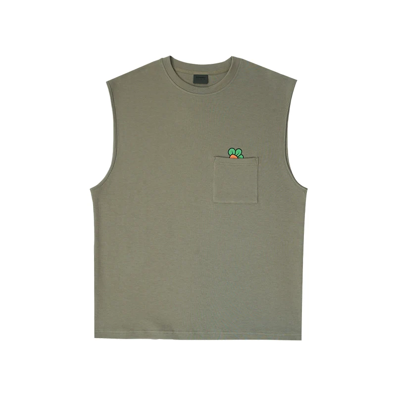 Loose and Simple Crew Neck Sleeveless Waistcoat Sports Vest - Image 8