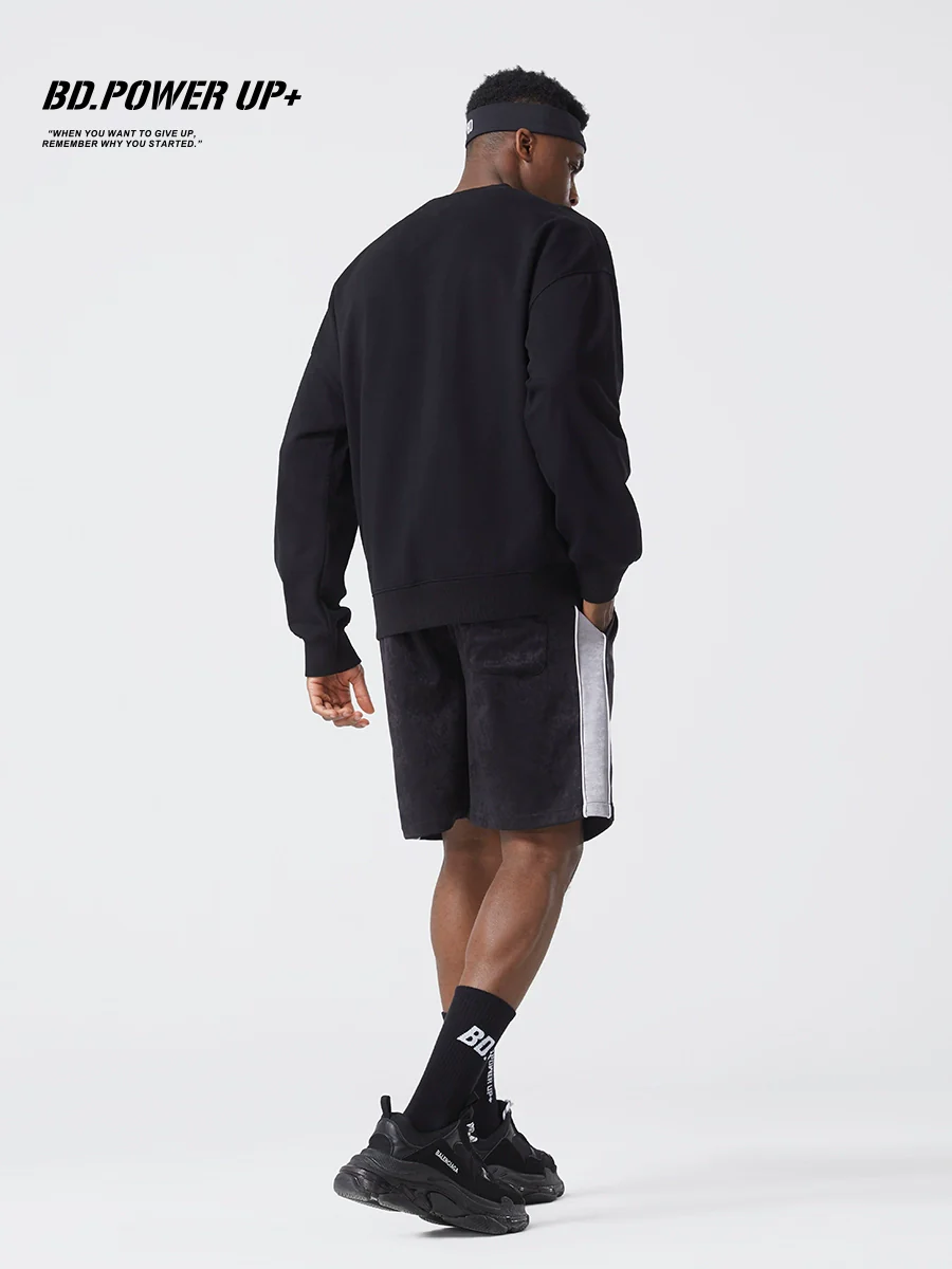 Loose Embroidered Crew Neck Cotton Men's Pullover Sweater - Image 3