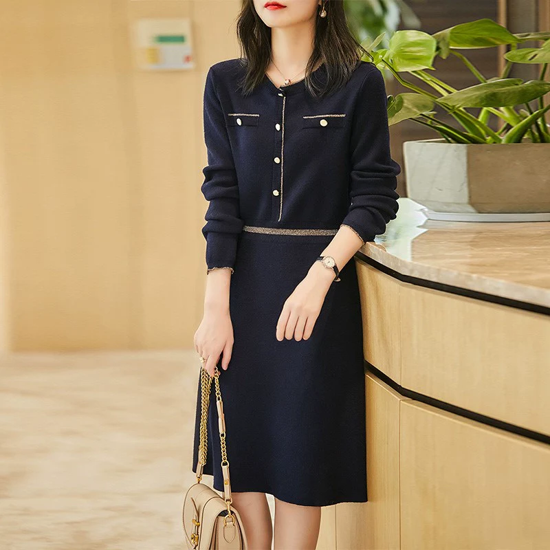 Loose Women's Long Dress for Spring and Autumn Slimming Knitted - Image 2