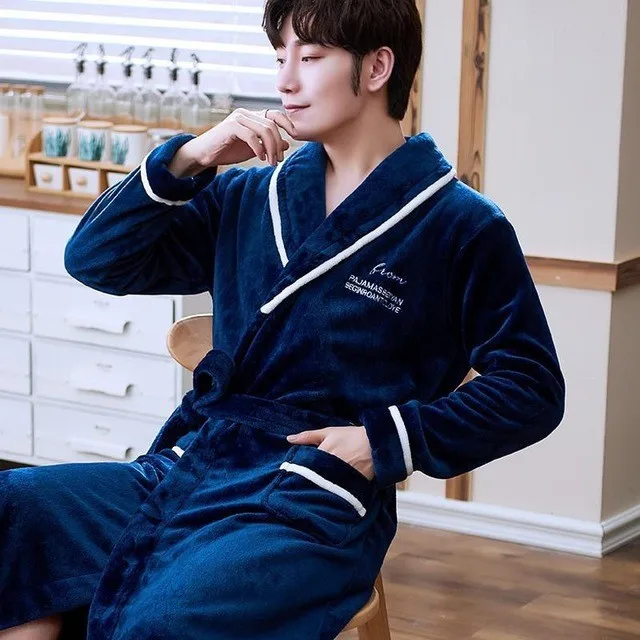 Lovers Coral Fleece Robe Autumn Winter Warm Sleepwear Women Men Thicken Flannel Bathrobe Lounge Nightgown Home Clothes Bigsize - Image 3