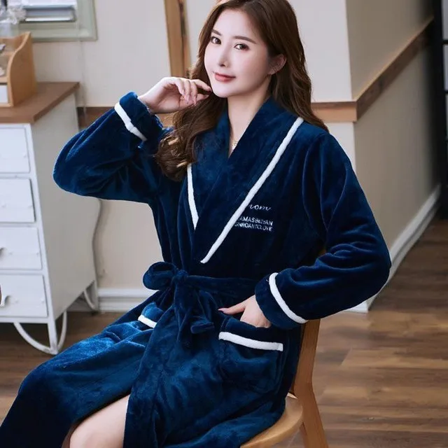 Lovers Coral Fleece Robe Autumn Winter Warm Sleepwear Women Men Thicken Flannel Bathrobe Lounge Nightgown Home Clothes Bigsize - Image 4