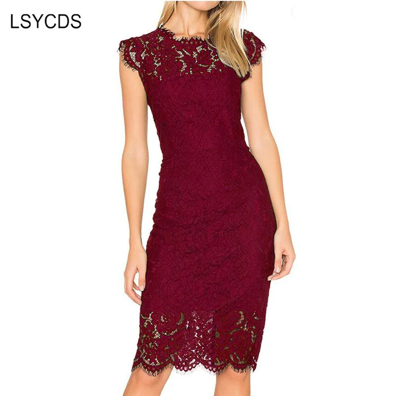 LSYCDS Robe Sexy Blue Dress Women Elegant Lace Black White Red Ladies Casual Dress Bodycon Summer Dresses Woman Party Night 2022 - Image 13
