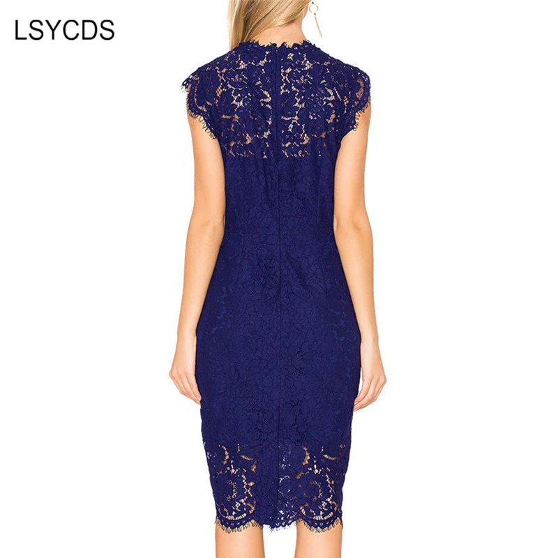 LSYCDS Robe Sexy Blue Dress Women Elegant Lace Black White Red Ladies Casual Dress Bodycon Summer Dresses Woman Party Night 2022 - Image 14