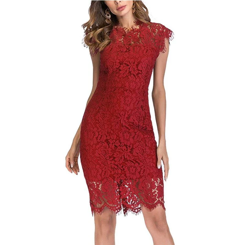 LSYCDS Robe Sexy Blue Dress Women Elegant Lace Black White Red Ladies Casual Dress Bodycon Summer Dresses Woman Party Night 2022 - Image 4