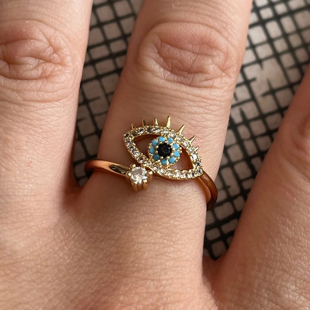 Lucky Turkish Evil Eye Rings For Women Opening Adjustable Stainless Steel Ring 2023 Trend Luxury Wedding Couple Jewelry Gift - Image 55