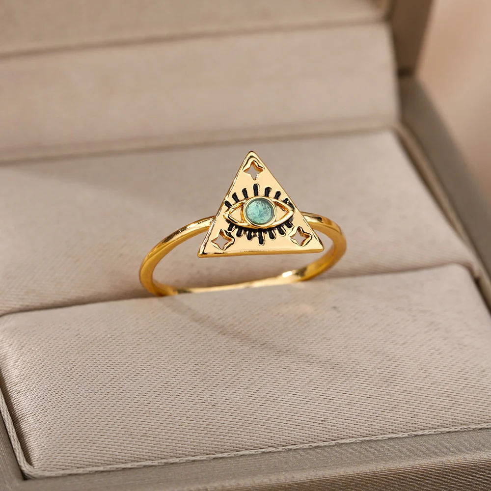 Lucky Turkish Evil Eye Rings For Women Opening Adjustable Stainless Steel Ring 2023 Trend Luxury Wedding Couple Jewelry Gift - Image 8