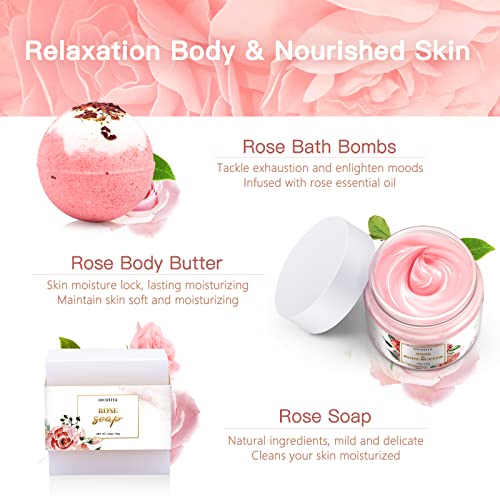 LUCOTIYA Birthday Gifts for Women Best Spa Gifts Baskets Box for Her Wife Mom Best Friend Mother Grandma Bday Bath and Body Kit Sets Self Care Present Beauty Products Package Rose Scent - Image 3