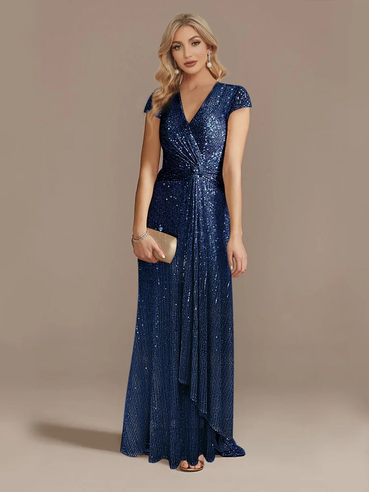 Lucyilove New Luxury Champagne V-Neck Sequin Evening Dress 2023 Women Party Maxi Dress Beading Gowns Long Prom Cocktail Dresses - Image 10