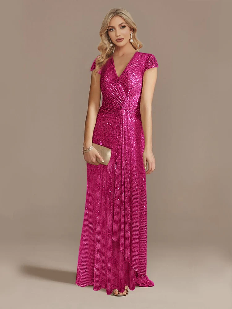 Lucyilove New Luxury Champagne V-Neck Sequin Evening Dress 2023 Women Party Maxi Dress Beading Gowns Long Prom Cocktail Dresses - Image 11