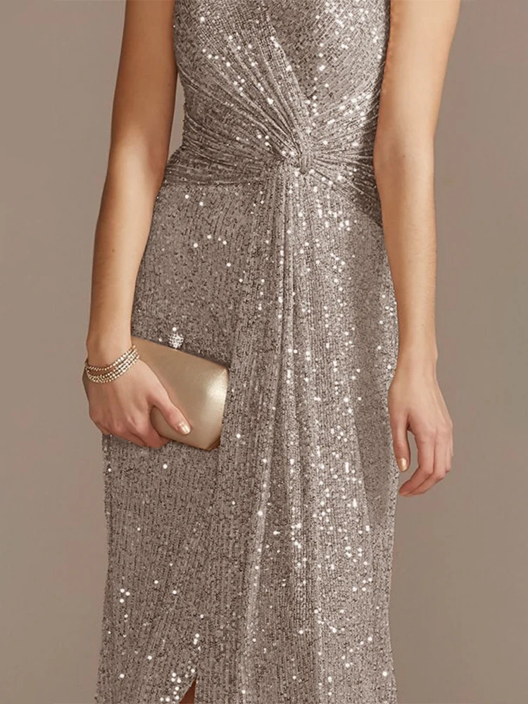 Lucyinlove Luxury Floor Length V-Neck Evening Dress Elegant Slit Party Women 2023 Wedding Sequins For Formal Prom Cocktail Dress - Image 13