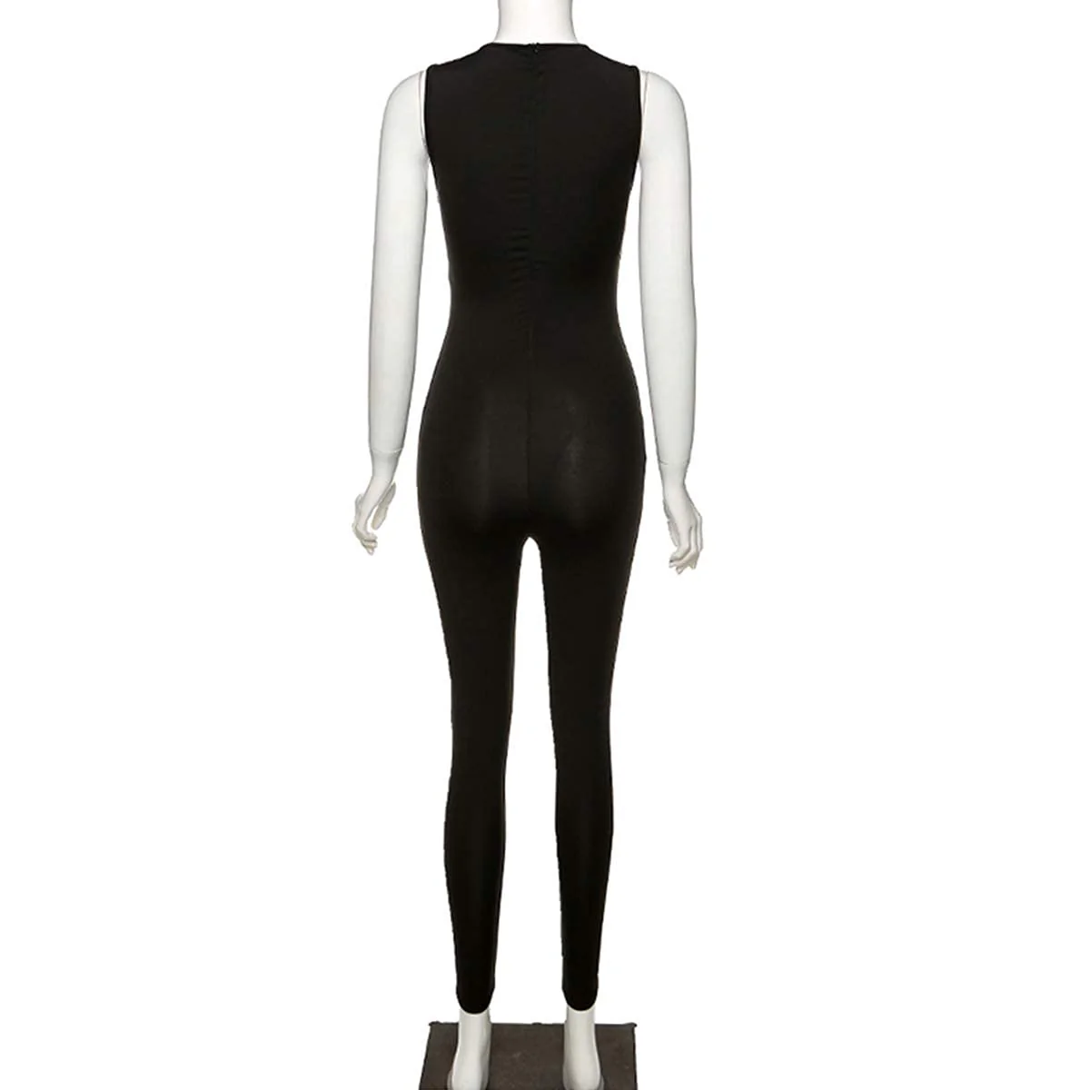 LuFeng Women's Sexy Sleeveless Zipper Bodycon Party Club Long Rompers Jumpsuit (S, Black) - Image 2