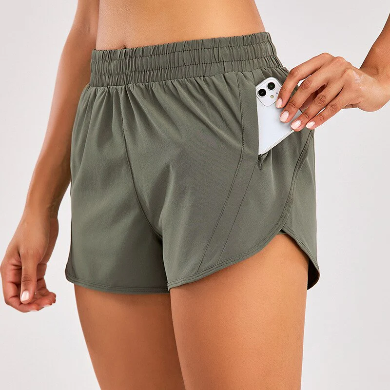 Women Summer New Style Outdoor YOGA Sports Shorts  High Waist With 4In Lined Dark Blue XL-10 - Image 13