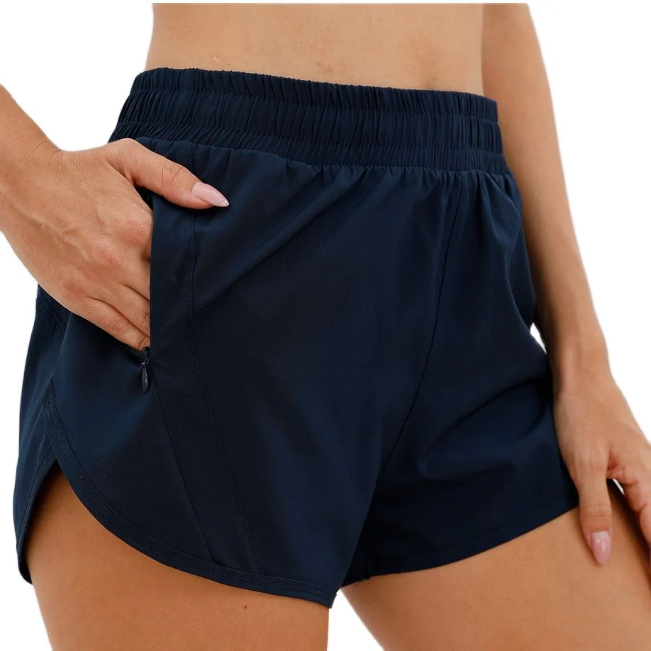 Women Summer New Style Outdoor YOGA Sports Shorts  High Waist With 4In Lined Dark Blue XL-10 - Image 18