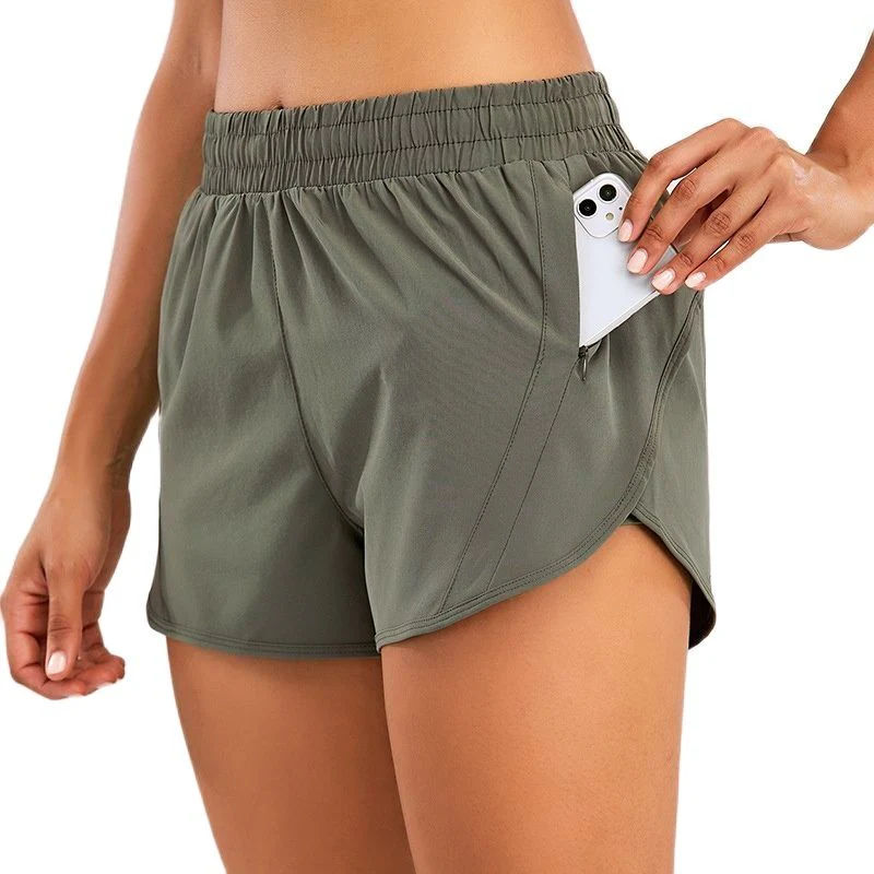 Women Summer New Style Outdoor YOGA Sports Shorts  High Waist With 4In Lined Dark Blue XL-10 - Image 19