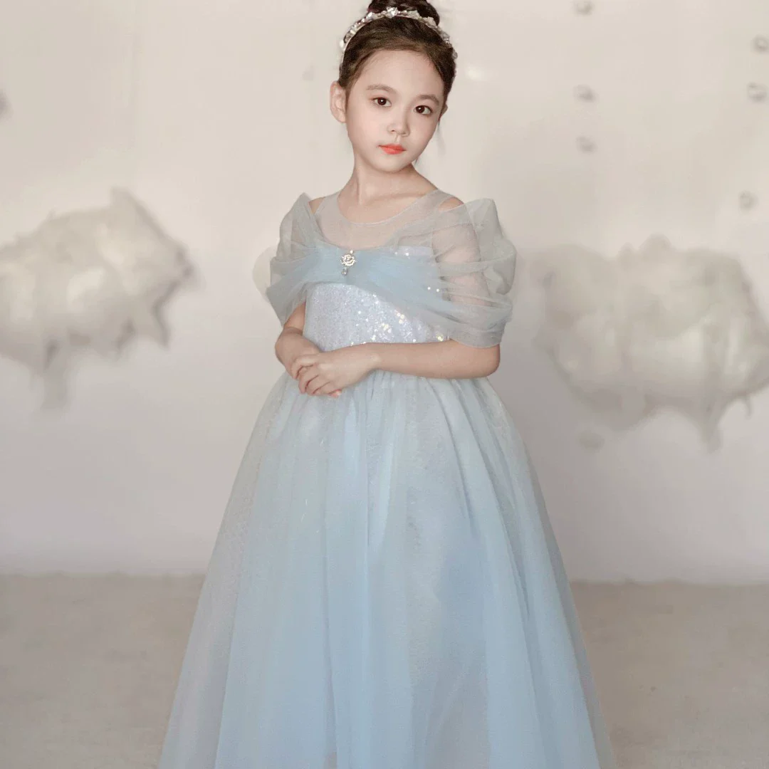 Luminous Princess Dress Girl Summer Aisha Dress Blue Birthday Pink Gauze Dress 61 Flower Girl Dress - Image 11