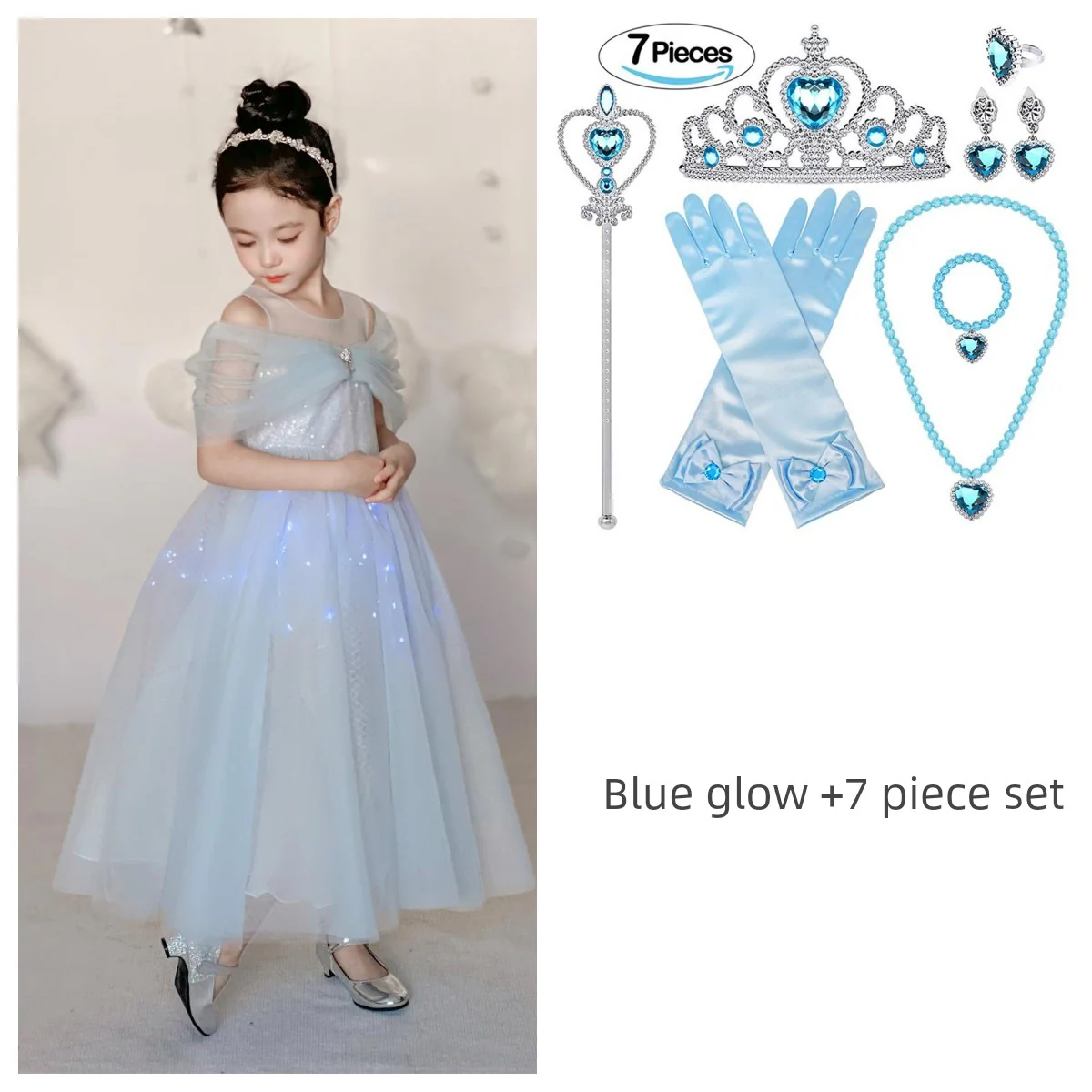 Luminous Princess Dress Girl Summer Aisha Dress Blue Birthday Pink Gauze Dress 61 Flower Girl Dress - Image 15