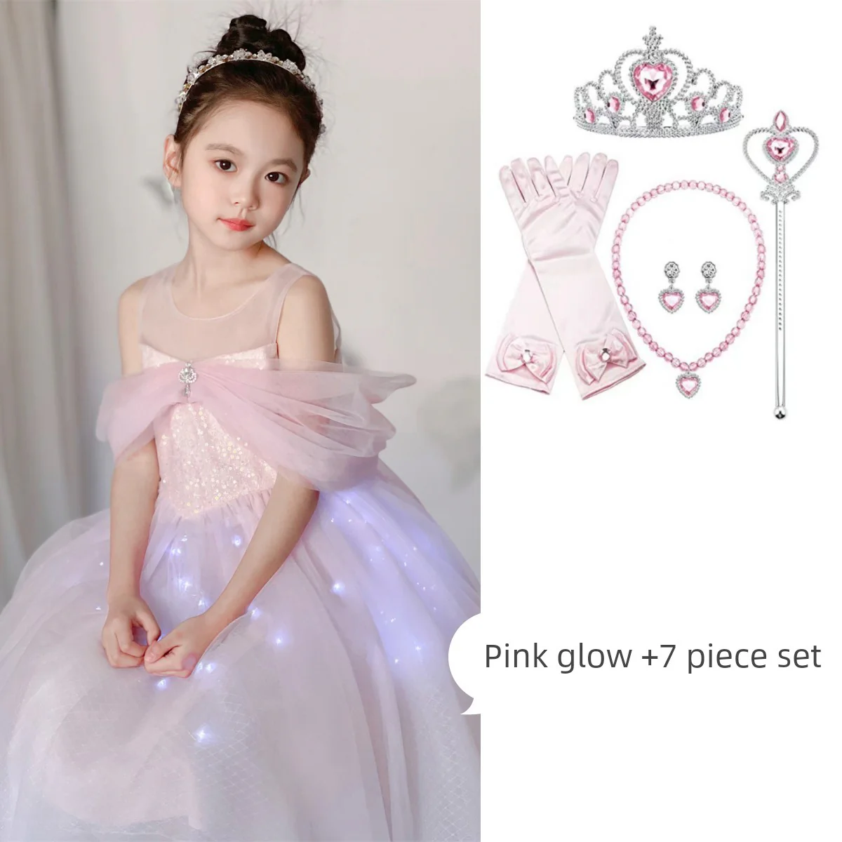 Luminous Princess Dress Girl Summer Aisha Dress Blue Birthday Pink Gauze Dress 61 Flower Girl Dress - Image 17