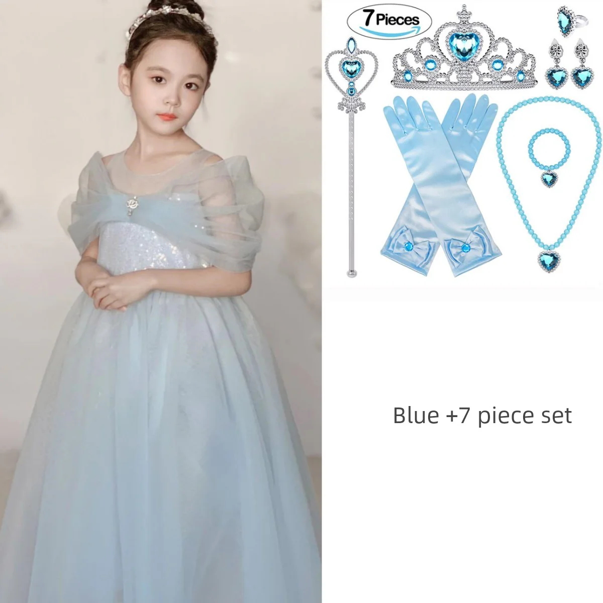 Luminous Princess Dress Girl Summer Aisha Dress Blue Birthday Pink Gauze Dress 61 Flower Girl Dress - Image 20
