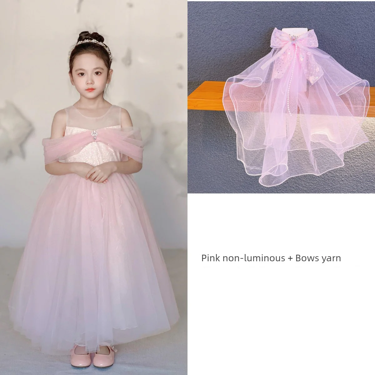 Luminous Princess Dress Girl Summer Aisha Dress Blue Birthday Pink Gauze Dress 61 Flower Girl Dress - Image 36