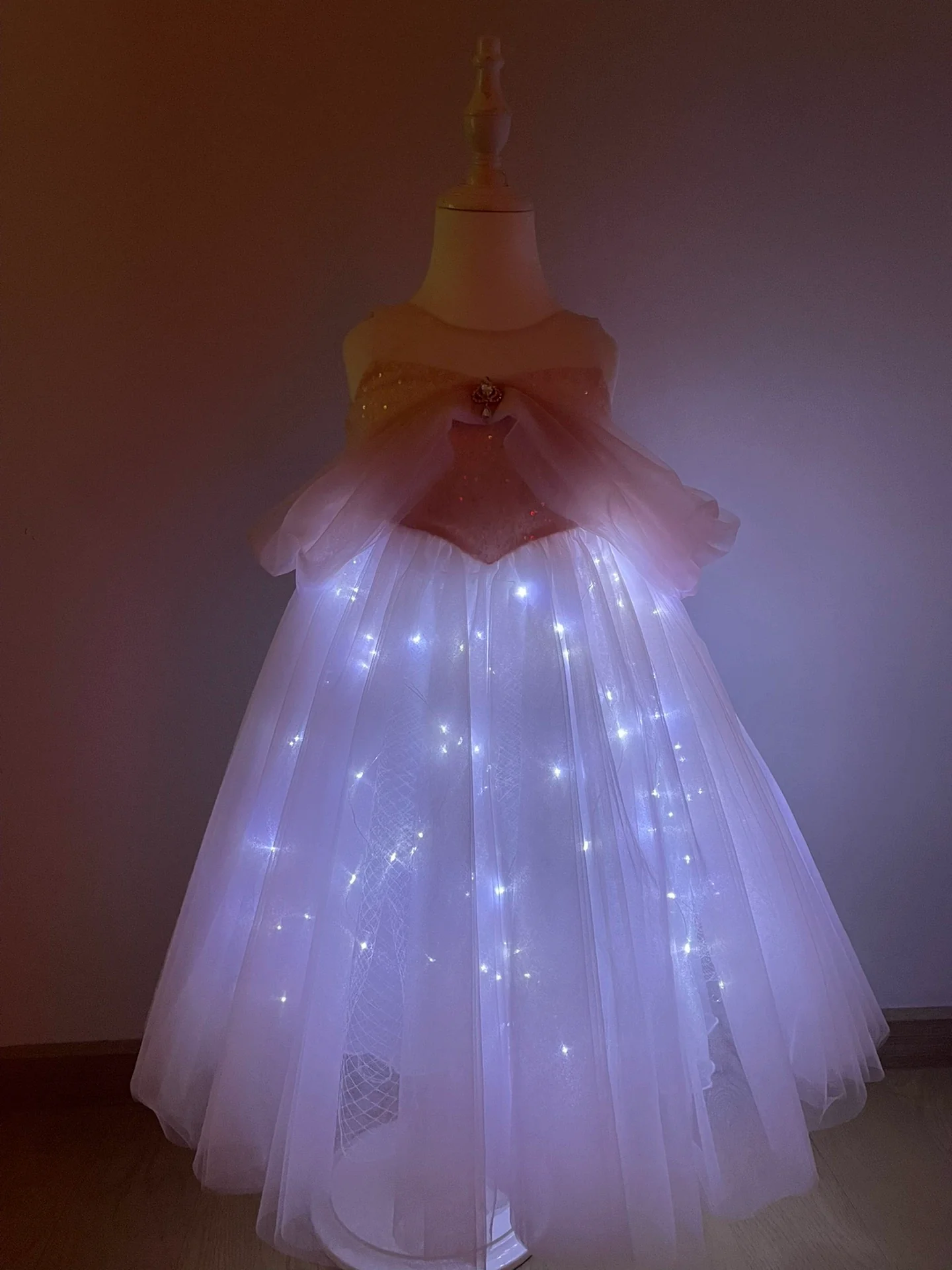 Luminous Princess Dress Girl Summer Aisha Dress Blue Birthday Pink Gauze Dress 61 Flower Girl Dress - Image 4