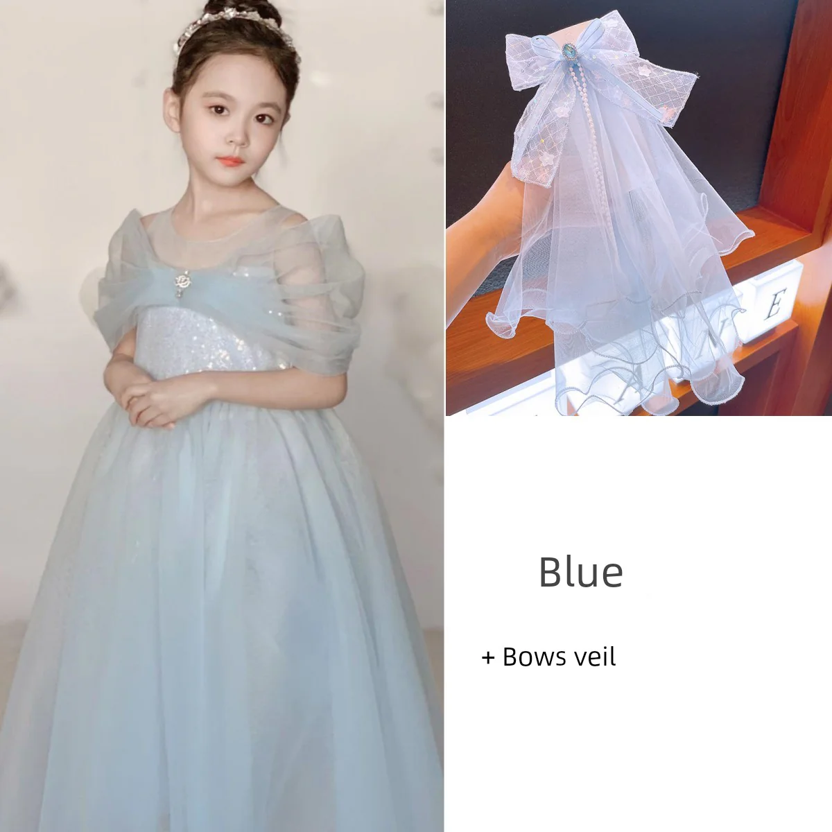 Luminous Princess Dress Girl Summer Aisha Dress Blue Birthday Pink Gauze Dress 61 Flower Girl Dress - Image 49