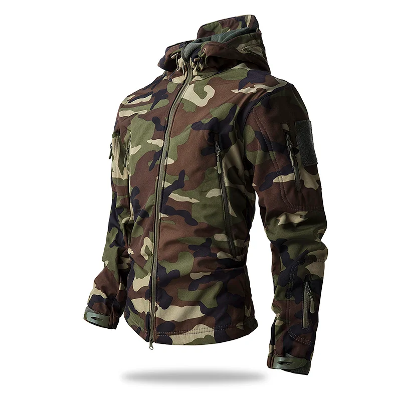Lurker Shark Skin Soft Shell Tactical Jacket Men Waterproof Fleece Hooded Coat Hunt Clothes Autumn New Outdoor Camouflage Jacket - Image 11