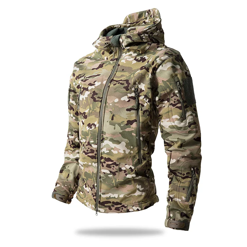 Lurker Shark Skin Soft Shell Tactical Jacket Men Waterproof Fleece Hooded Coat Hunt Clothes Autumn New Outdoor Camouflage Jacket - Image 14