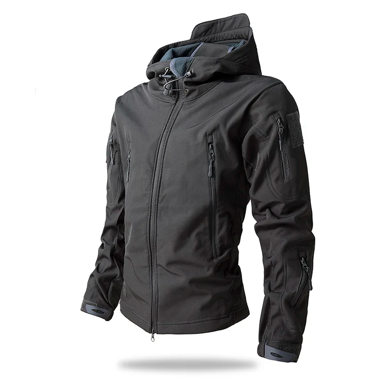 Lurker Shark Skin Soft Shell Tactical Jacket Men Waterproof Fleece Hooded Coat Hunt Clothes Autumn New Outdoor Camouflage Jacket - Image 6