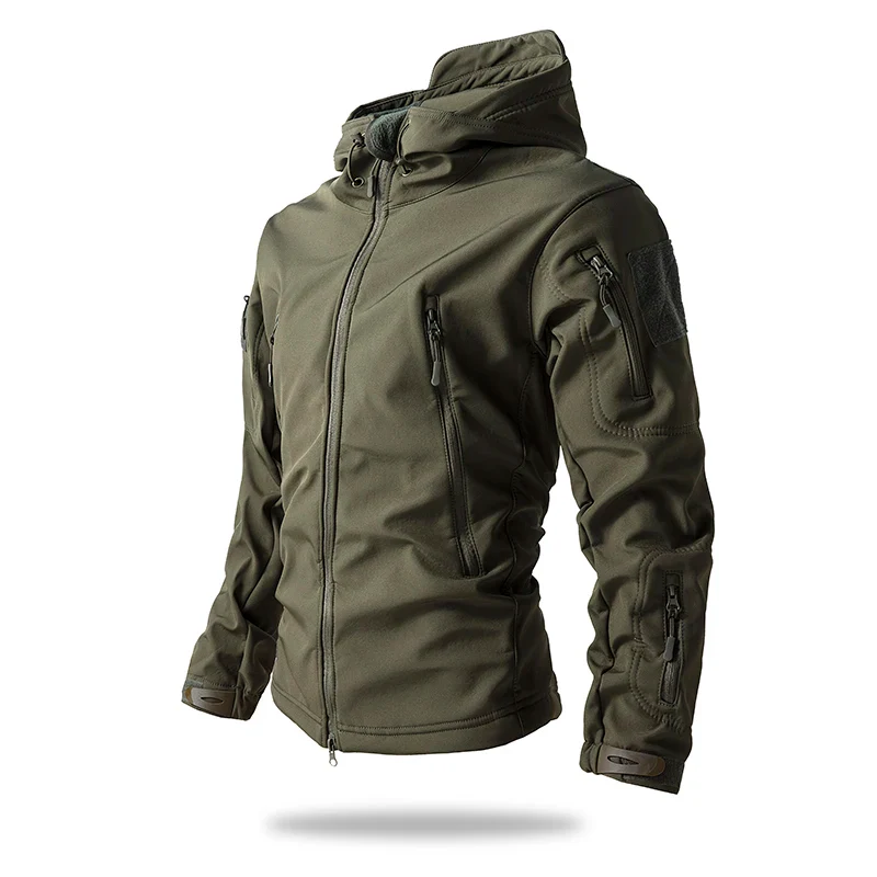Lurker Shark Skin Soft Shell Tactical Jacket Men Waterproof Fleece Hooded Coat Hunt Clothes Autumn New Outdoor Camouflage Jacket - Image 8