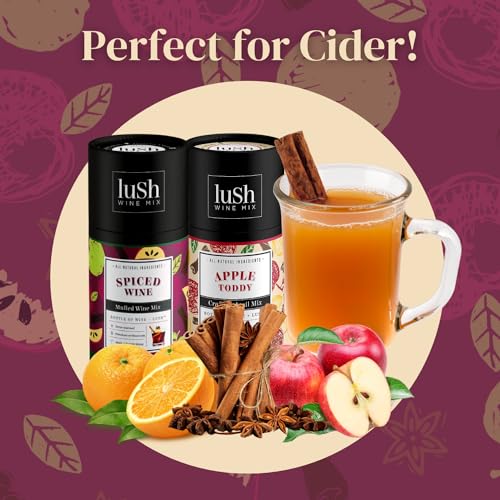 Lush Wine Mix, Holiday Spiced Wine, Makes 8+ Drinks, Organic Cocktail Mixers, Mocktails Non-Alcoholic Drinks, Mulled Apple Cider, Traditional Mulling Spices, Instant, Gluhwein, Sachet Bag - 3 Pack - Image 4