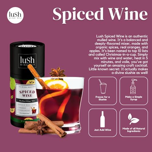 Lush Wine Mix, Holiday Spiced Wine, Makes 8+ Drinks, Organic Cocktail Mixers, Mocktails Non-Alcoholic Drinks, Mulled Apple Cider, Traditional Mulling Spices, Instant, Gluhwein, Sachet Bag - 1 Pack - Image 5