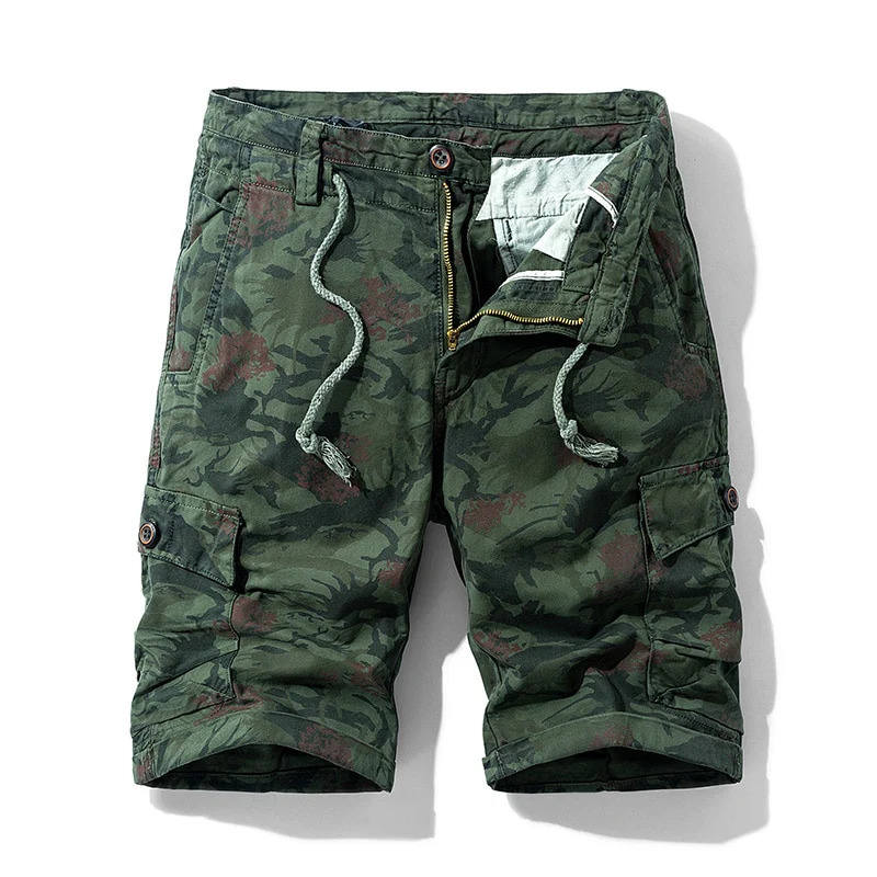 Luulla Men 2021 Summer New Casual Vintage Classic Pockets Cargo Shorts Men Outwear Fashion Twill Cotton Camouflage Shorts Men - Image 15