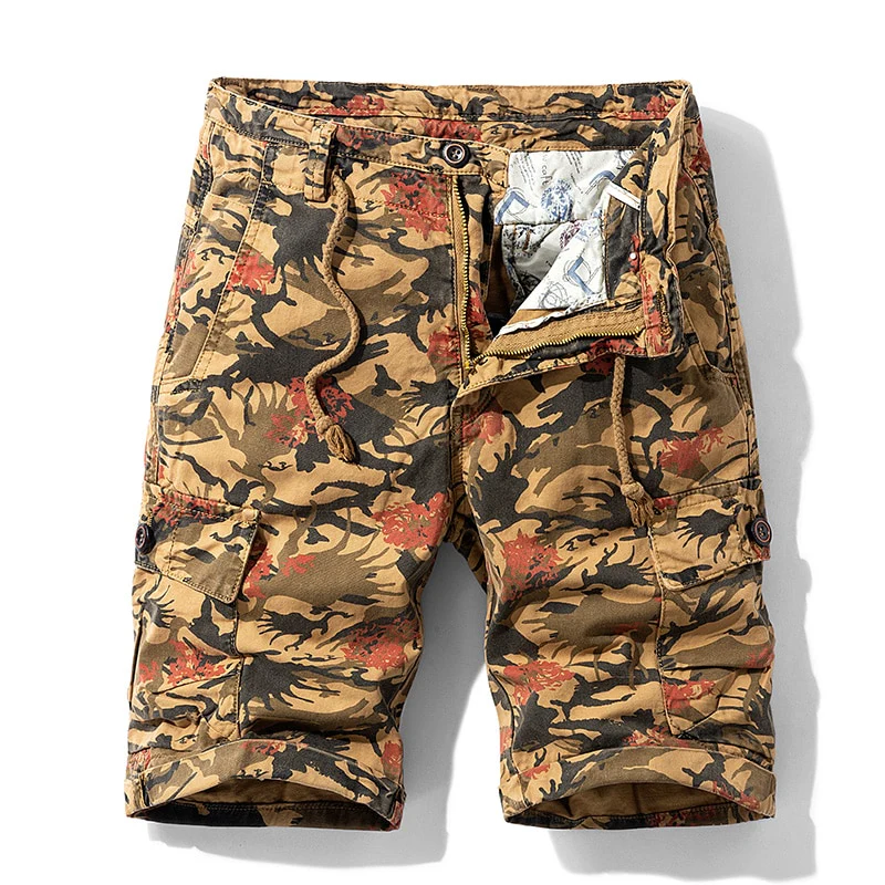 Luulla Men 2021 Summer New Casual Vintage Classic Pockets Cargo Shorts Men Outwear Fashion Twill Cotton Camouflage Shorts Men - Image 2