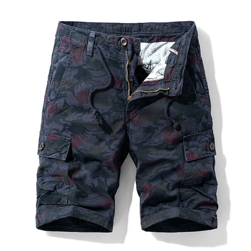 Luulla Men 2021 Summer New Casual Vintage Classic Pockets Cargo Shorts Men Outwear Fashion Twill Cotton Camouflage Shorts Men - Image 5