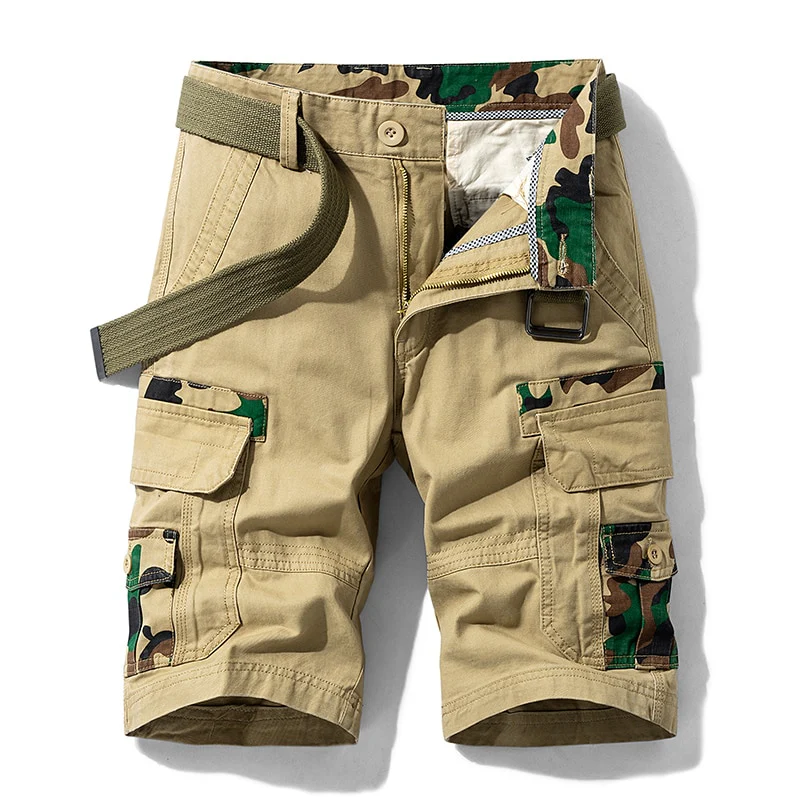 Luulla Men 2021 Summer New Casual Vintage Classic Pockets Cargo Shorts Men Outwear Fashion Twill Cotton Camouflage Shorts Men - Image 7